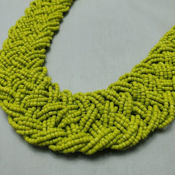 Signature Lime green braided seed bead Bohemian choker necklace - Picture 3 of 3